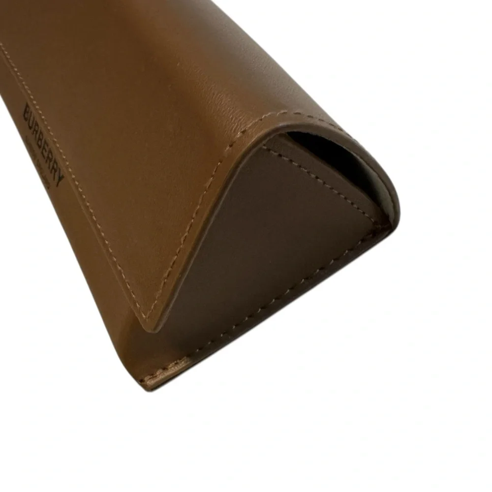 Burberry High End Tan Leather Eyeglasses Eyewear Magnetic Hard Case MINTY